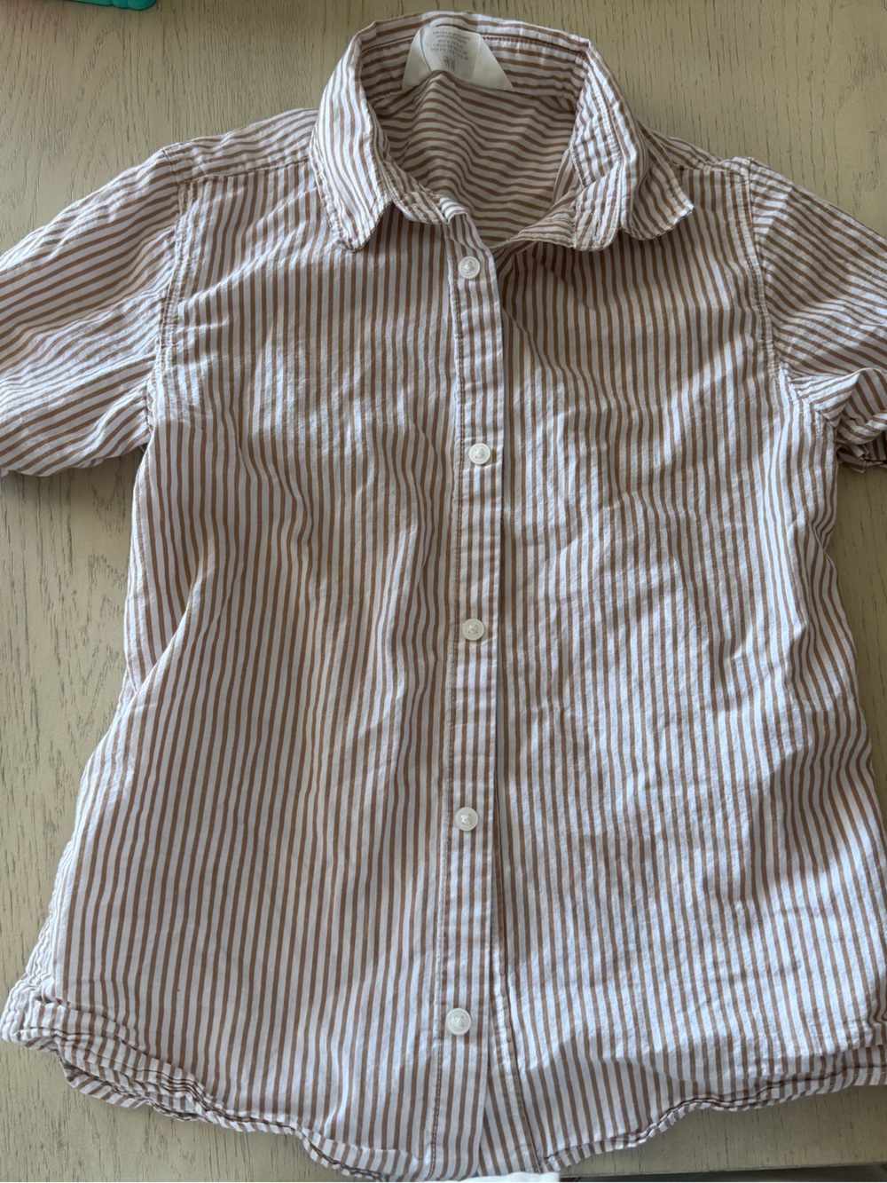 H&M Brown and White / beige Striped Button Down Shirt